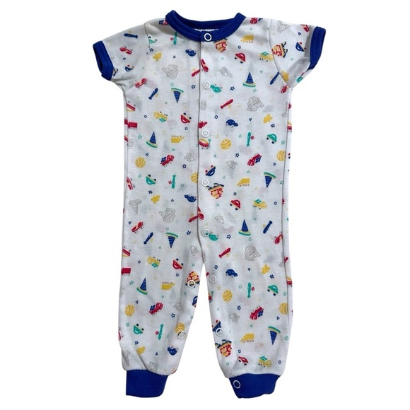 Olexis Other - Vintage Olexis Baby Romper | Colorful Toys Print | Short Sleeve 0-3 Months
